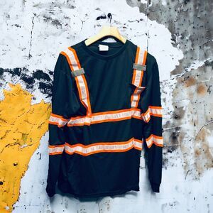 SMASYS Reflective Safety Work Shirts High Visibility Long Sleeve Men's T-Shirt L